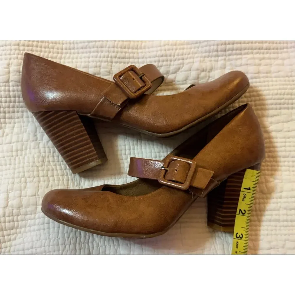 Eurosoft by Sofft Brown Mary Jane Comfort Shoes Women’s 8M Block Heel